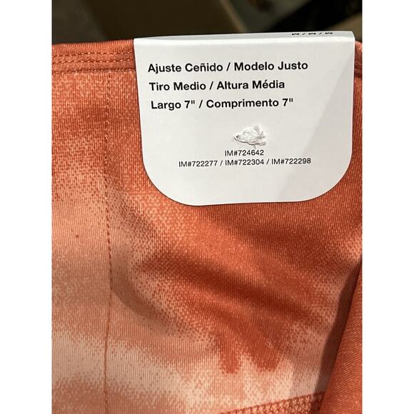 Women's Nike One Luxe Bike Training Shorts 7" Orange Black stripe Sz Med New - Picture 13 of 14